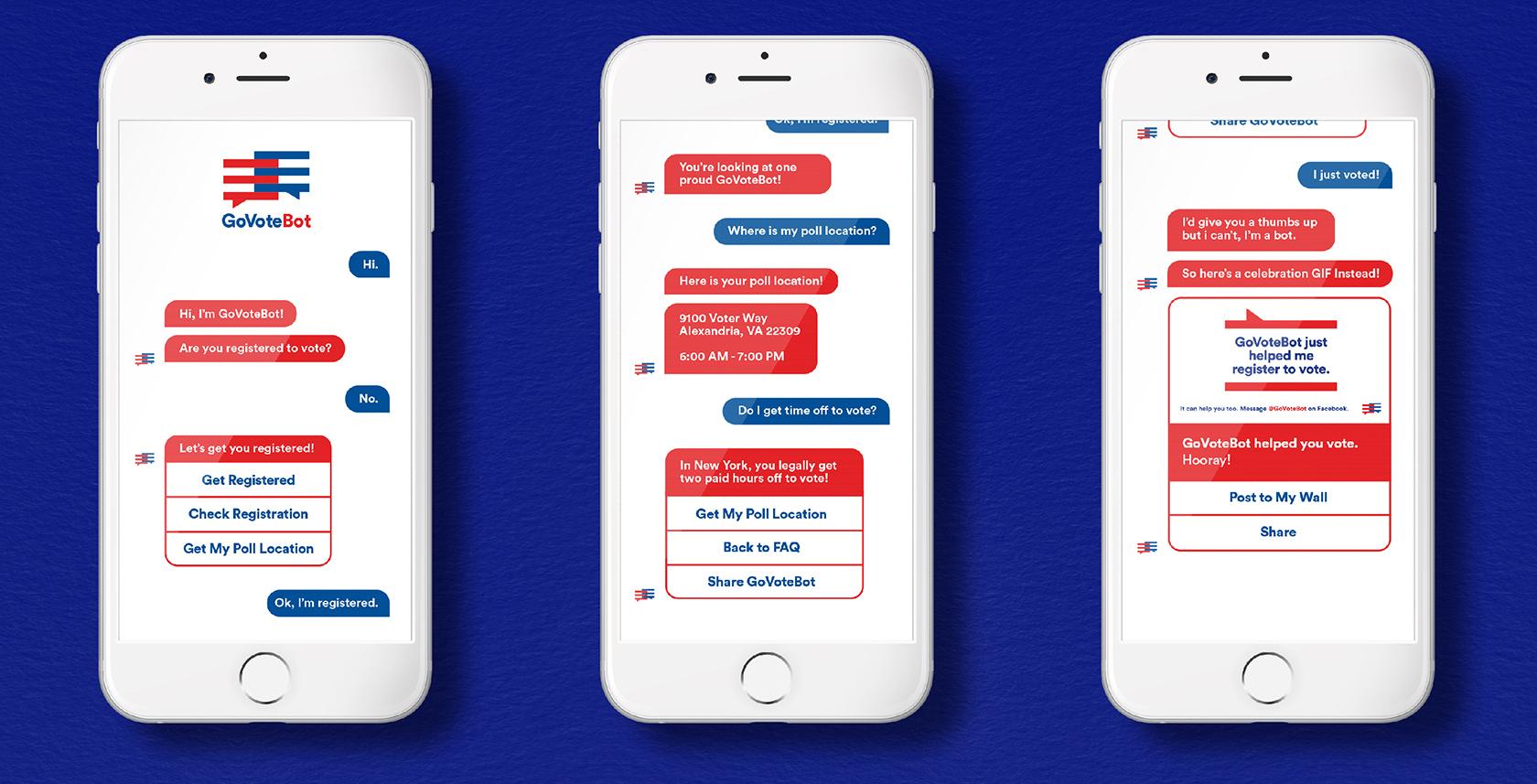 UI conversacional del chatbot de GoVoteBot