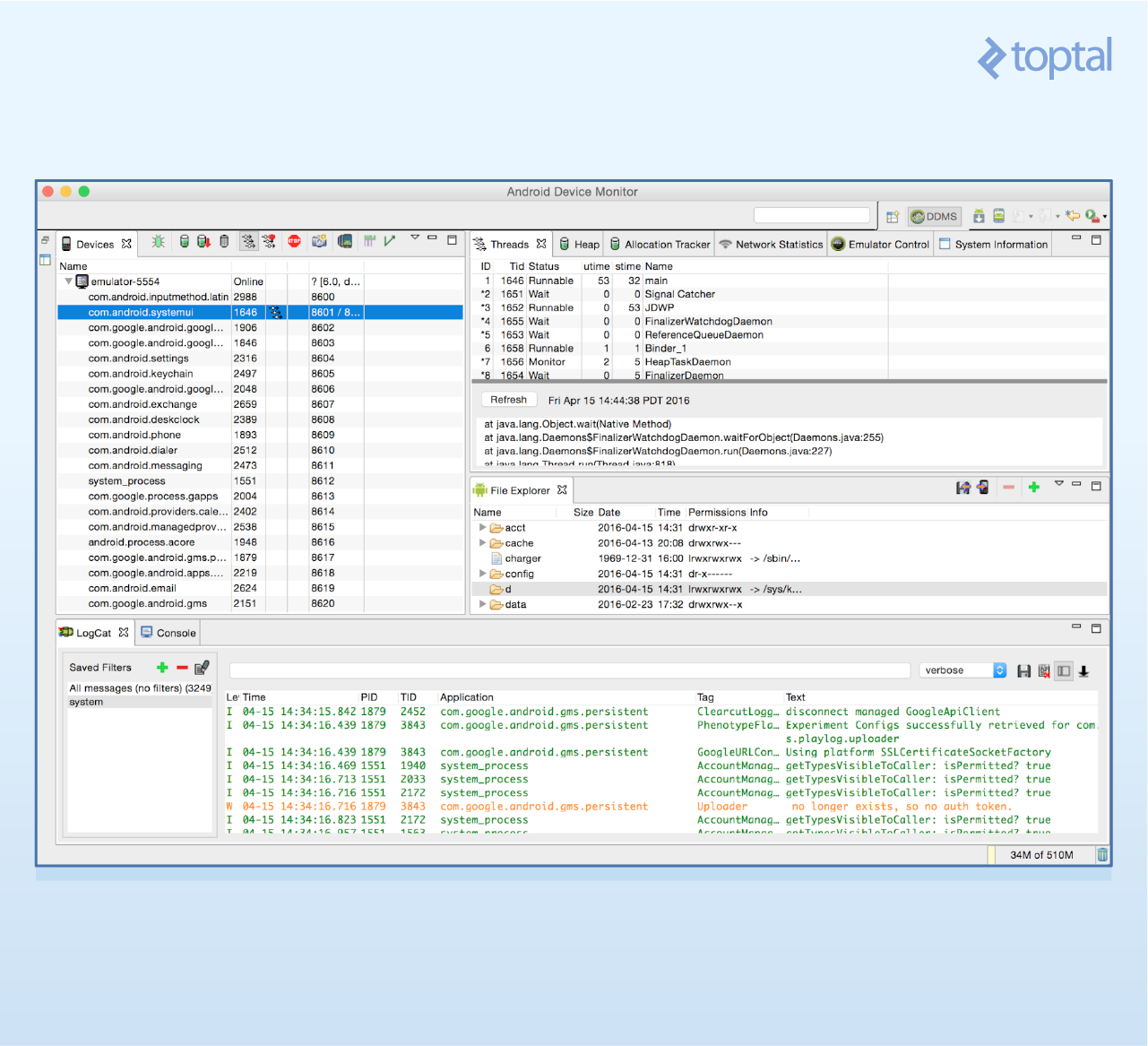 Screenshot: Accessing DDMS via Android Device Monitor