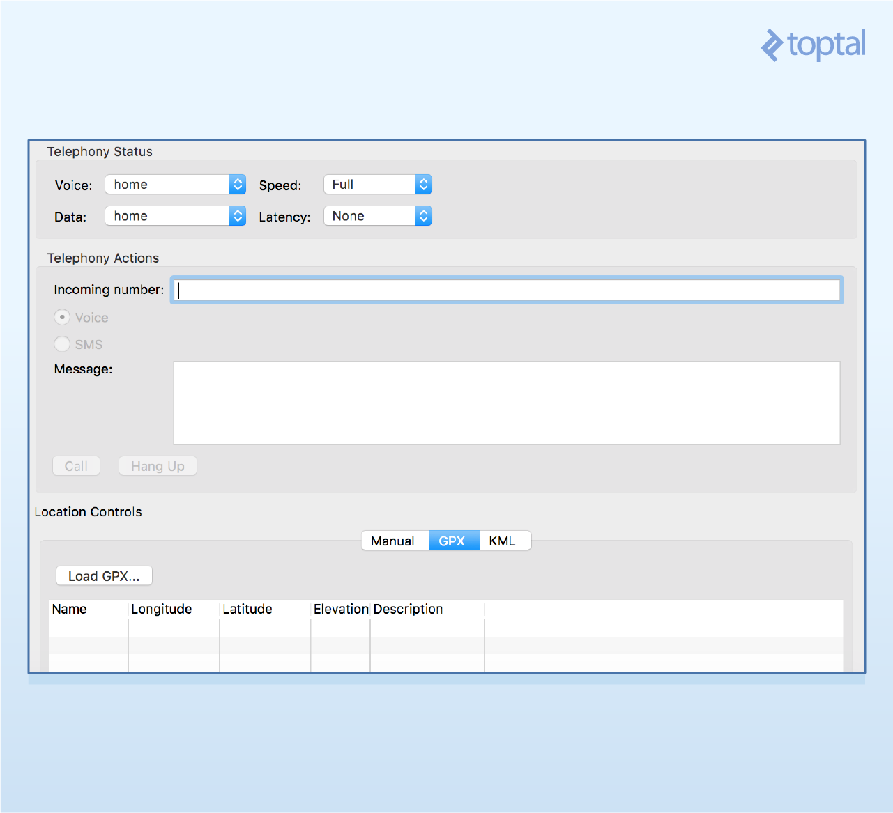 Device state emulation example in DDMS