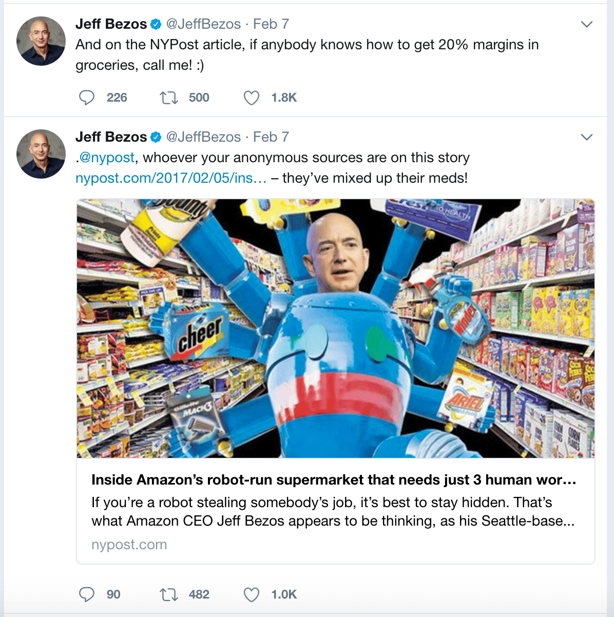Figure 2: Jeff Bezos on Grocery Margins