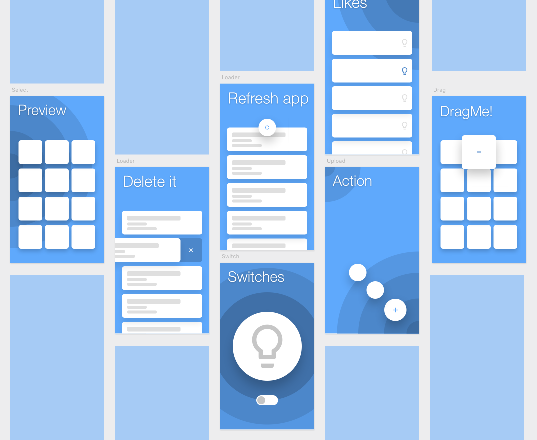 Artboards in Framer with all interaction designs