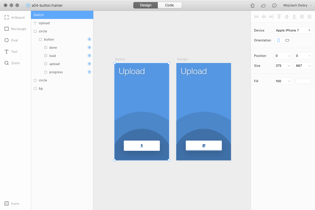 Button design in Framer