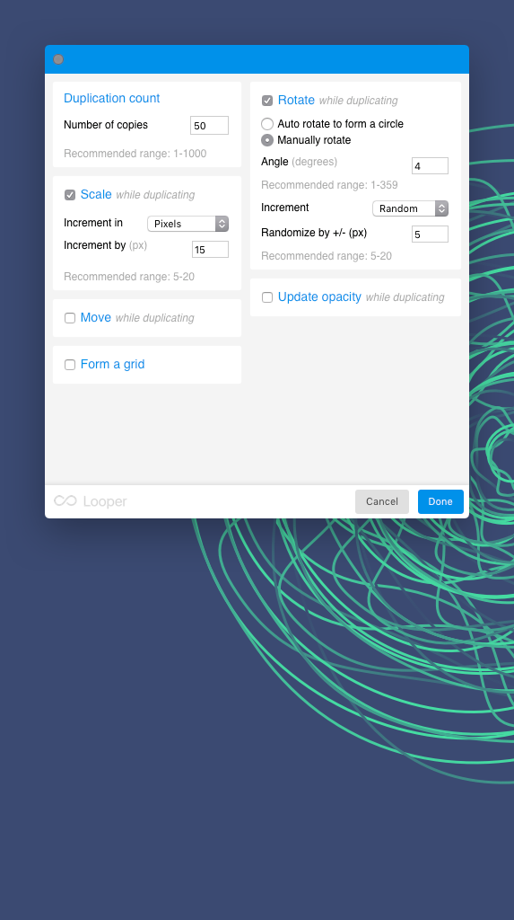 Looper for Sketch setting
