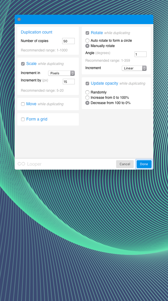 Looper for Sketch setting