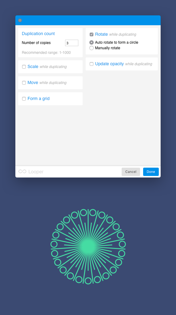 Looper for Sketch settings