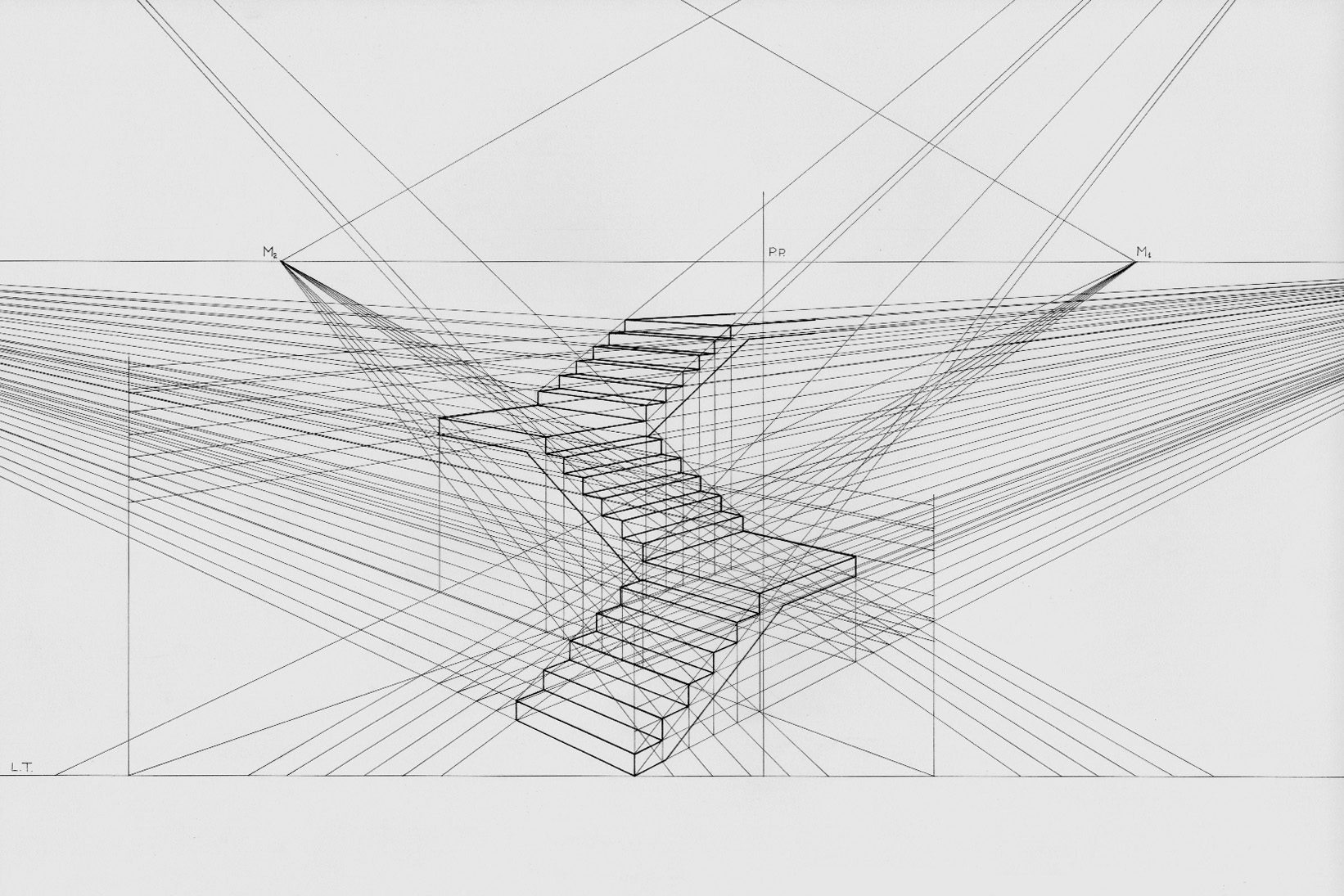 Perspective construction grids used for creating an illustration