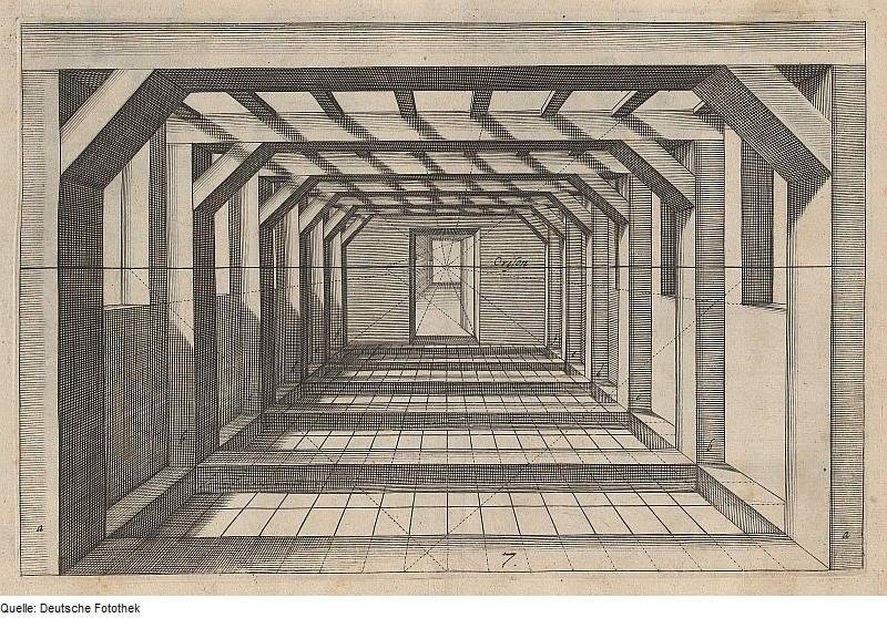 Perspective construction grids used for creating an illustration