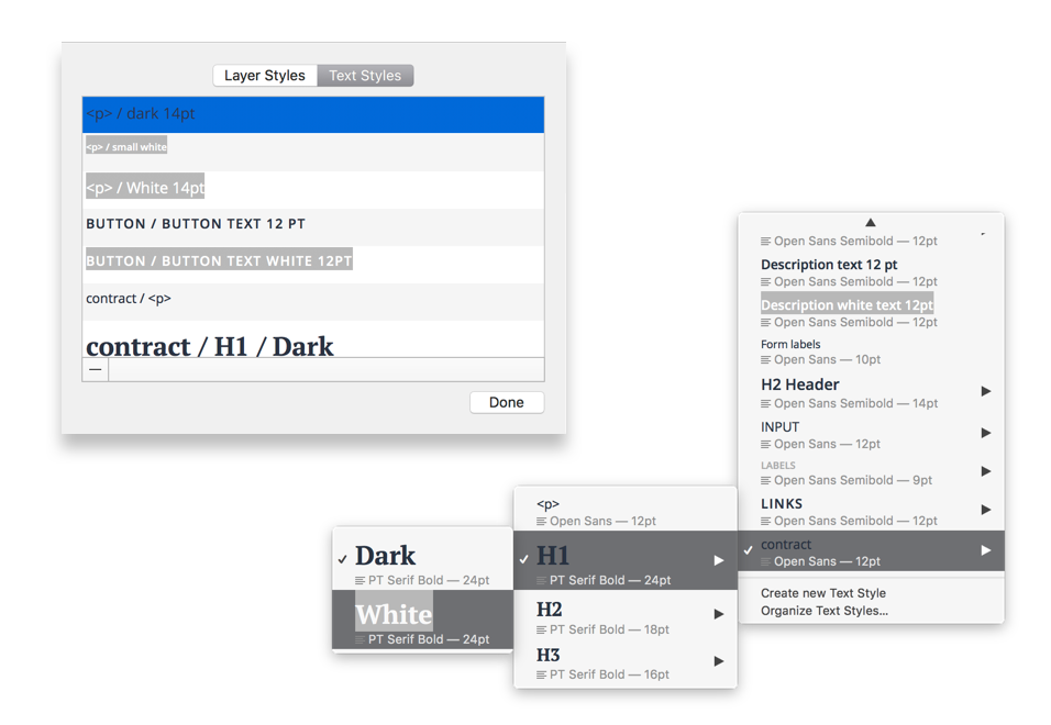 Typographic styles and fonts in Sketch