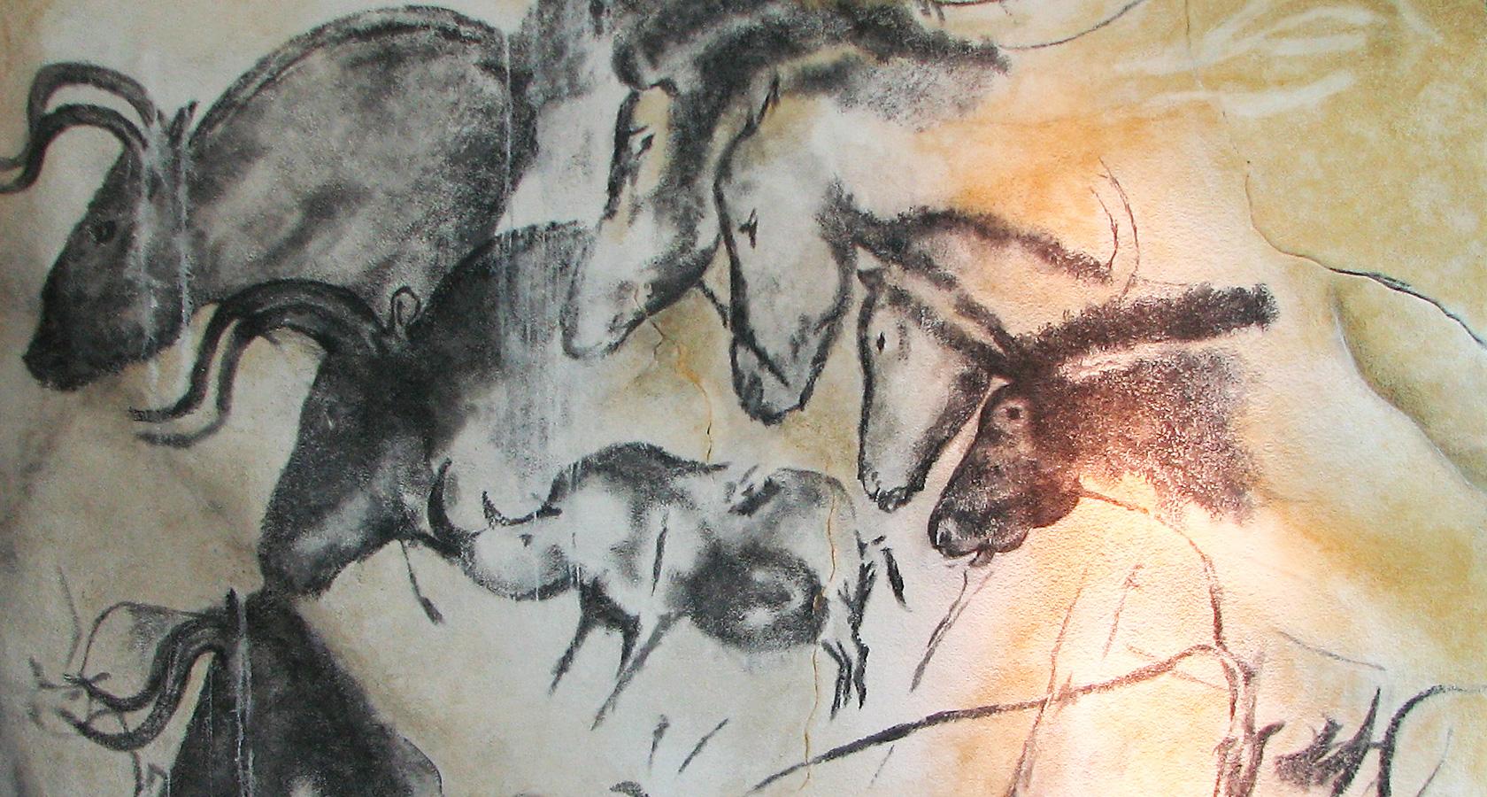 Pintura prehistórica en la cueva de Chauvet, Francia