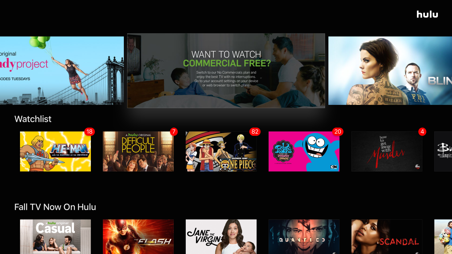 Diseño de UI oscuro para Hulu