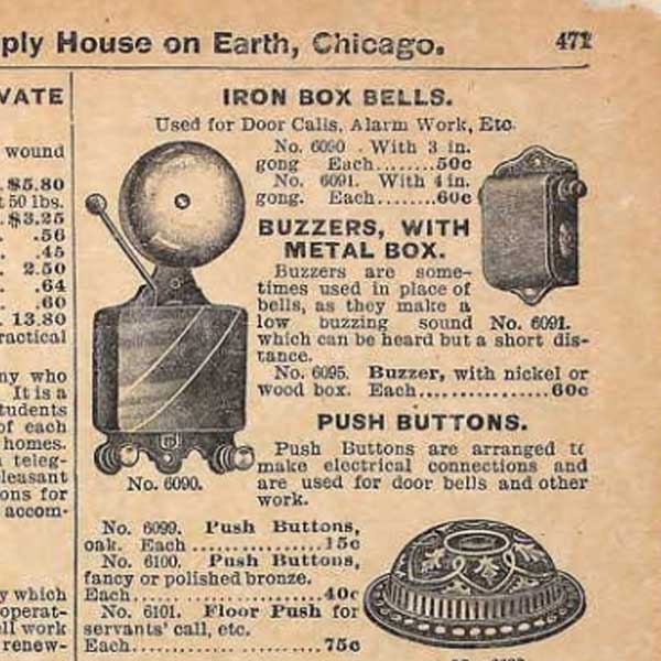 Scanned image from Sears First Electric Buzzer 1897 Fall Catalog