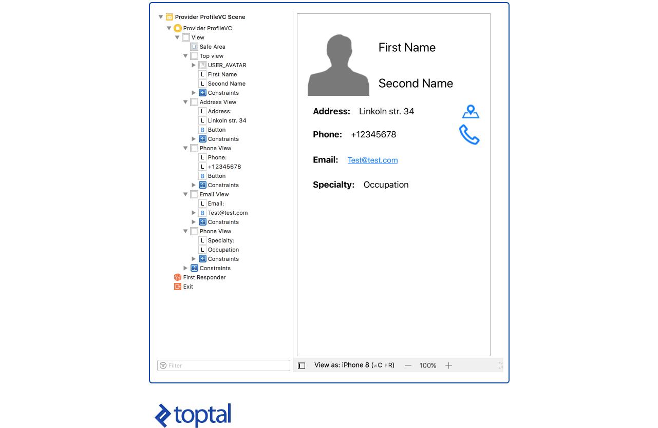 iOS UI design: Example of grouped iOS UI elements
