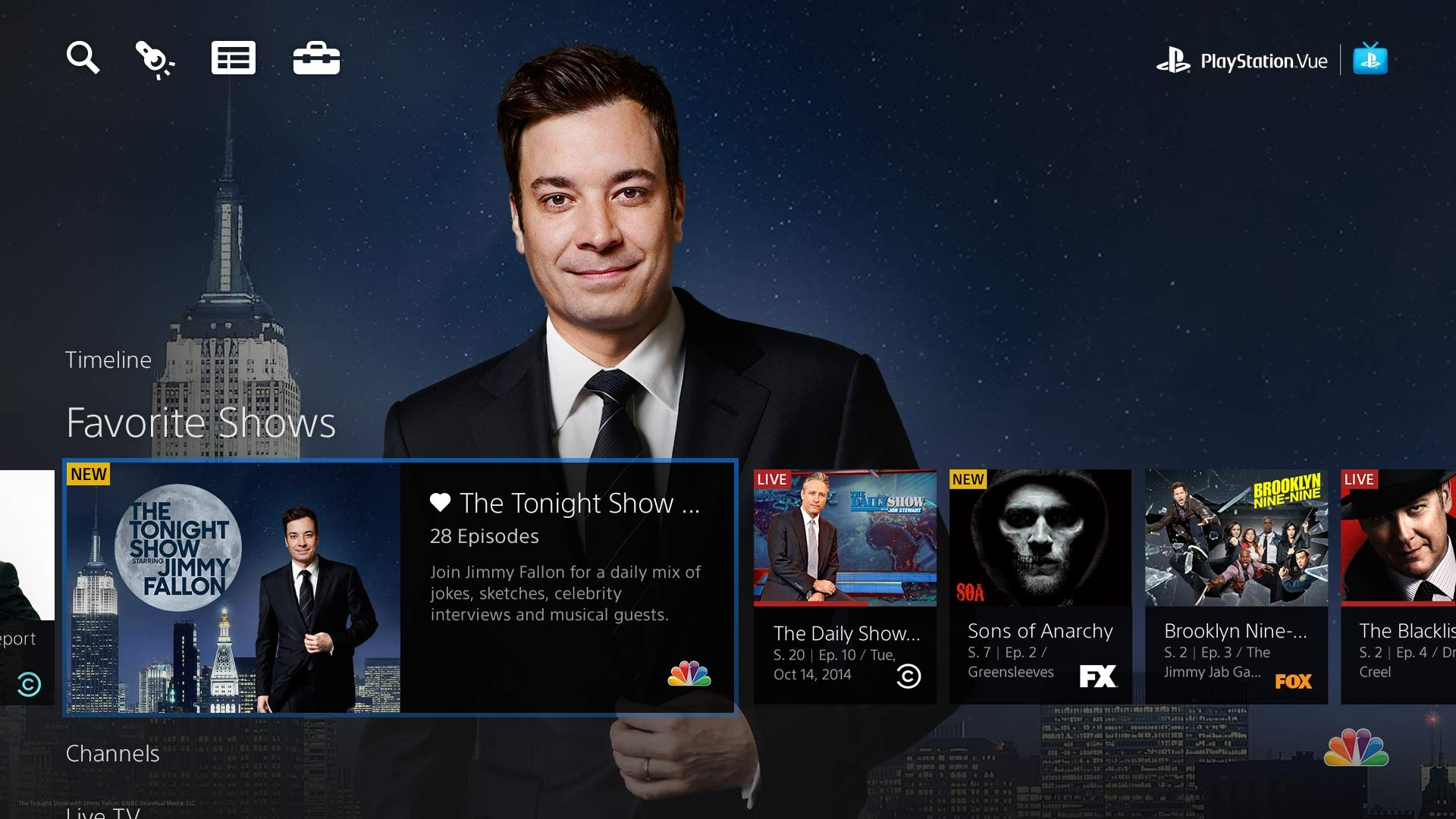 A TV interface with good balance and hierarchy between elements