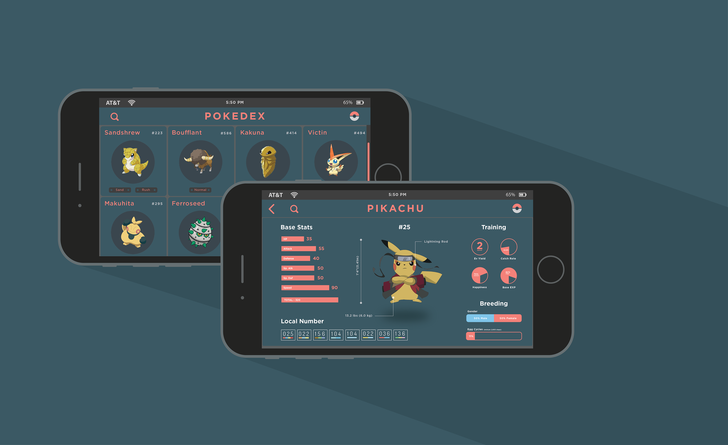 Pokémon mobile UI concept using real data API in Framer