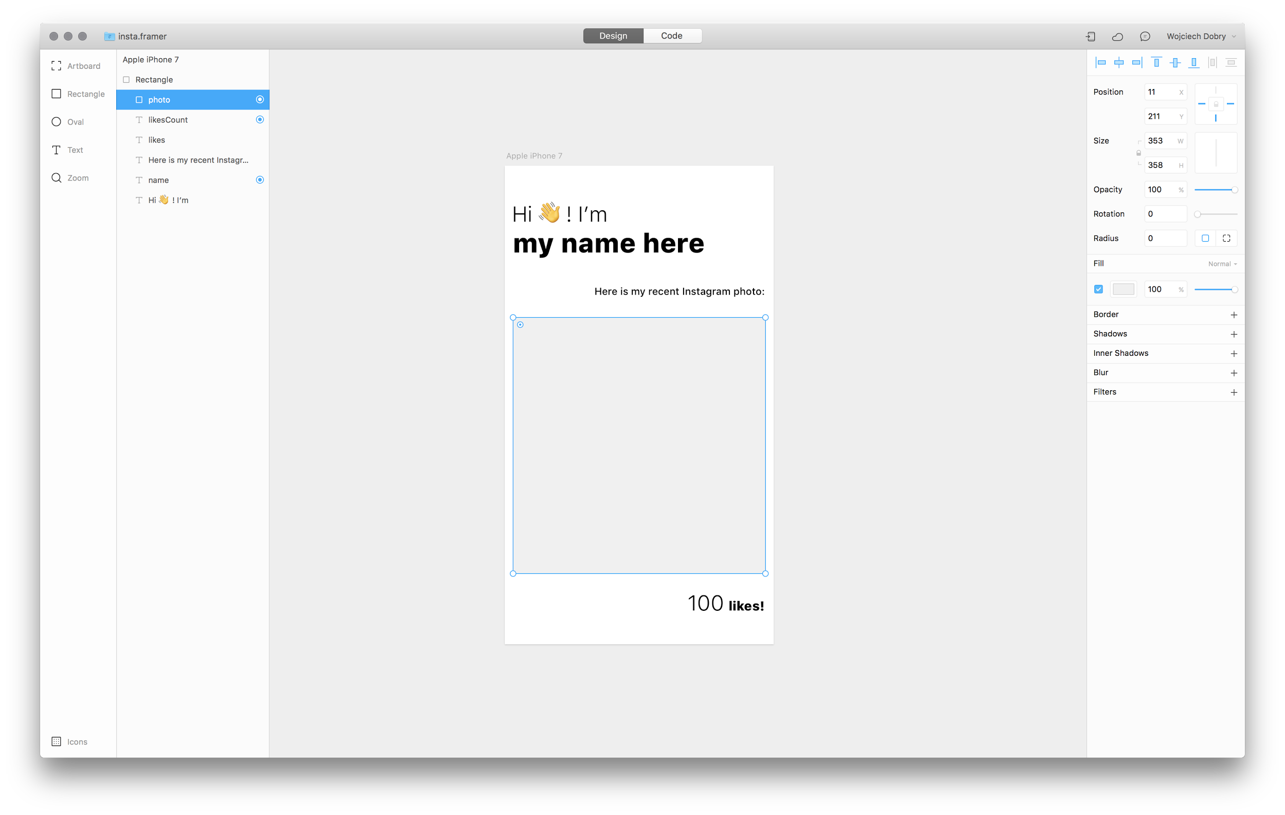 Design mode in Framer