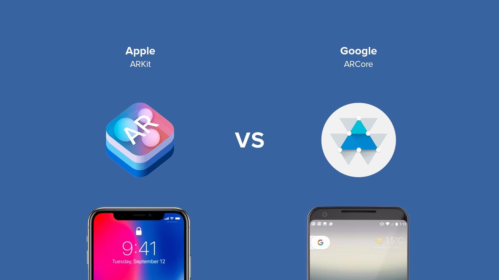 Apple ARKit against Google ARCore augmented reality technologies