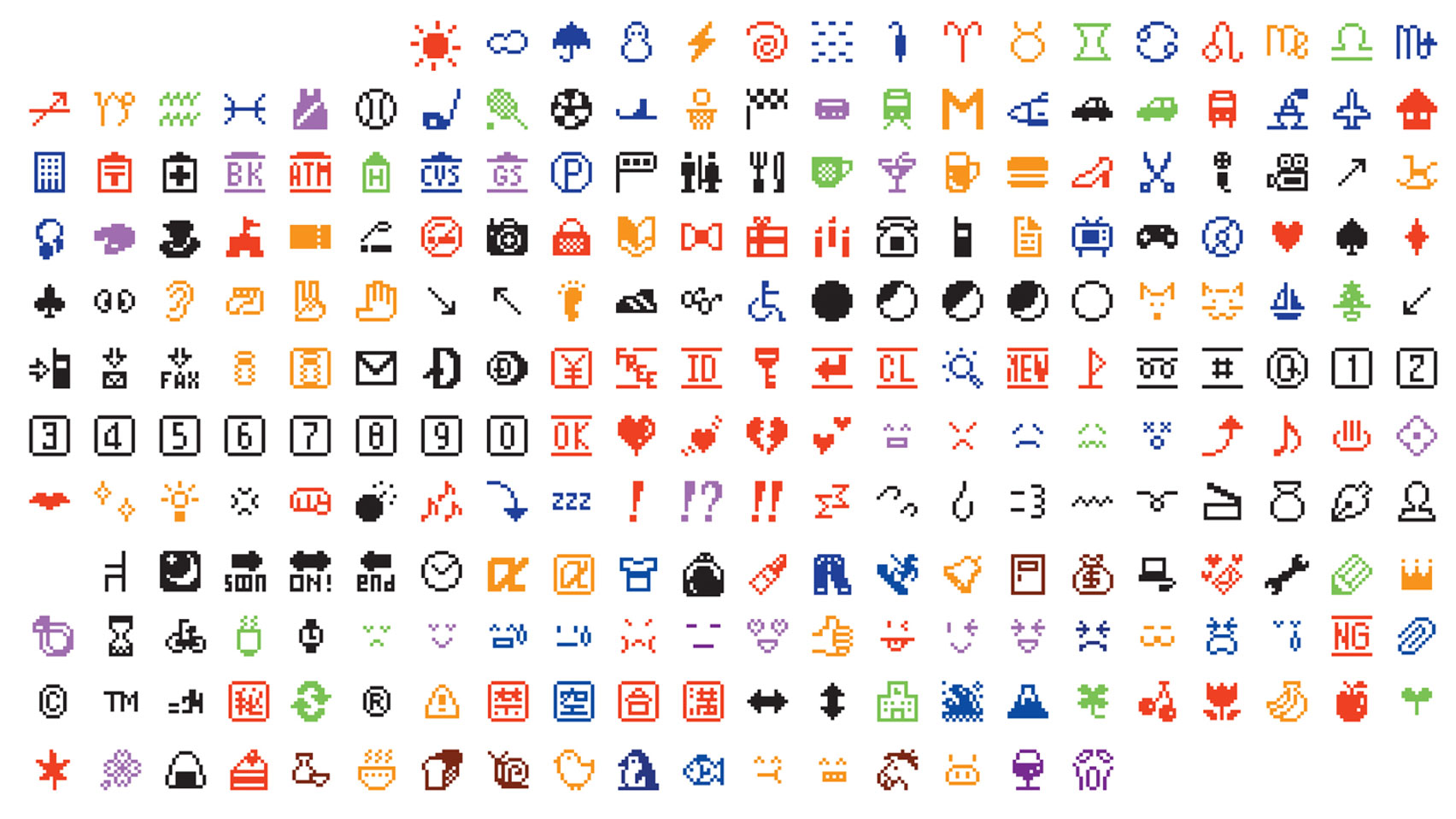 Emoji icons designed by Japanese artist Shigetaka Kurita in 1999