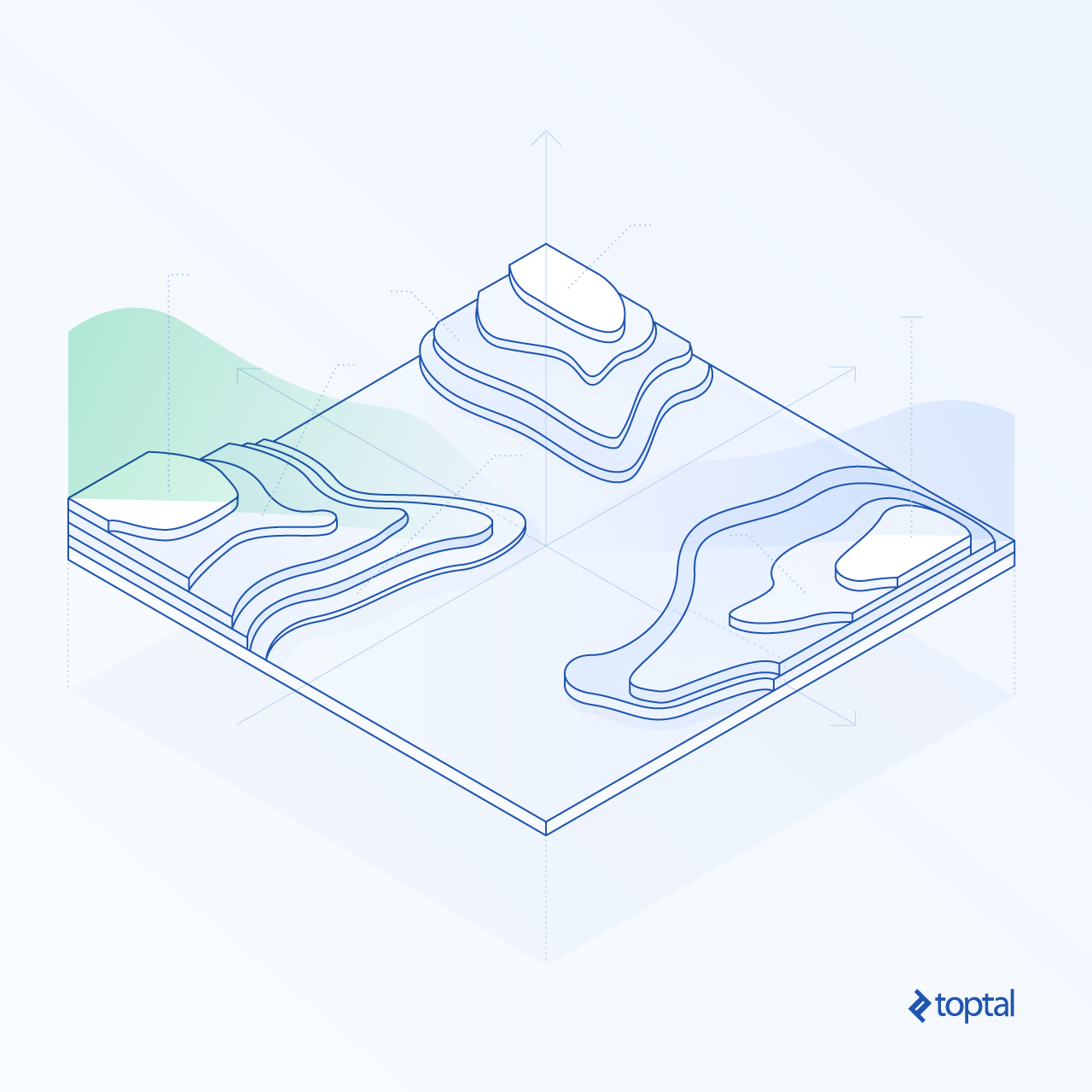 Graphic representation of mountains, hills, and plains