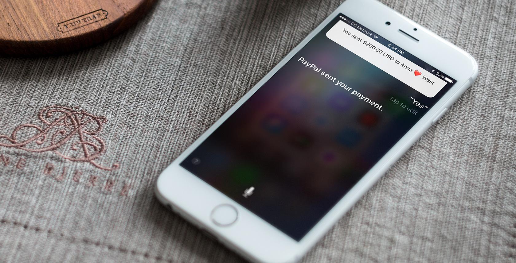 PayPal sends a payment using Siri on iphone