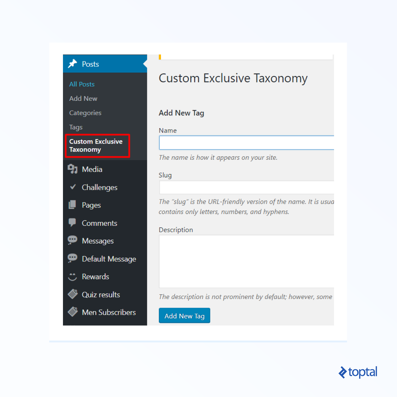 Screenshot of a meta box named Custom Exclusive Taxonomy with several radio buttons