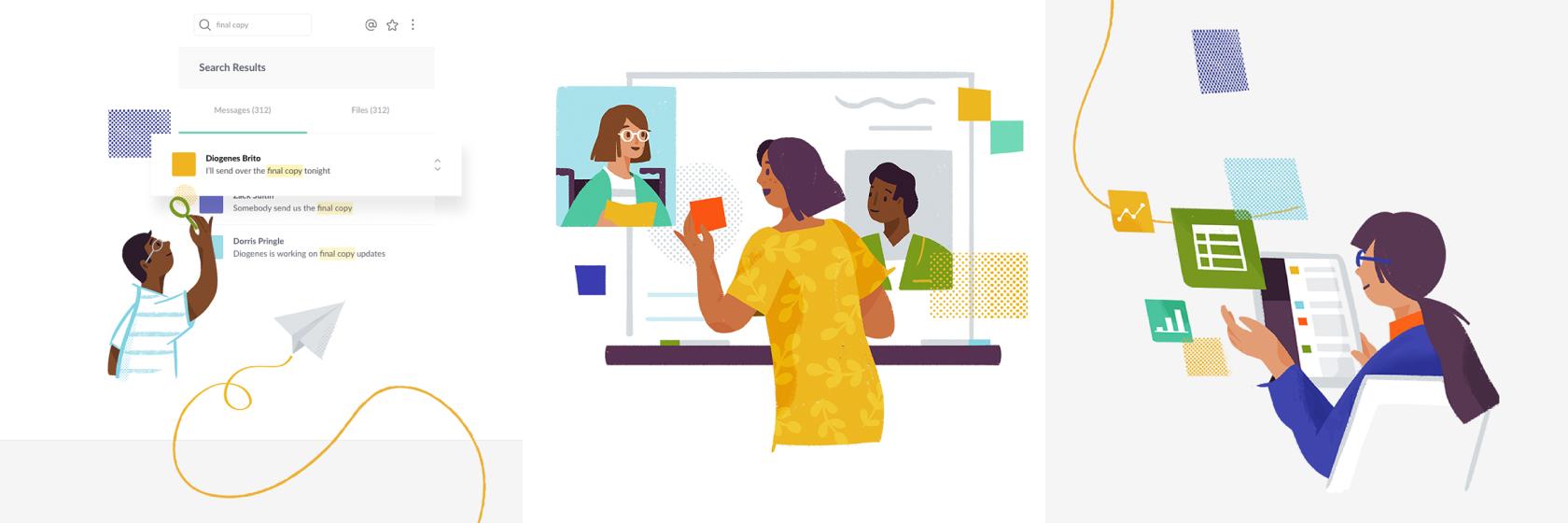 Slack Brand website illustration by Alice Lee