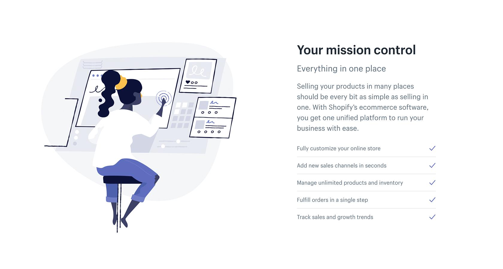 Shopify brand website illustrations by Meg Robichaud