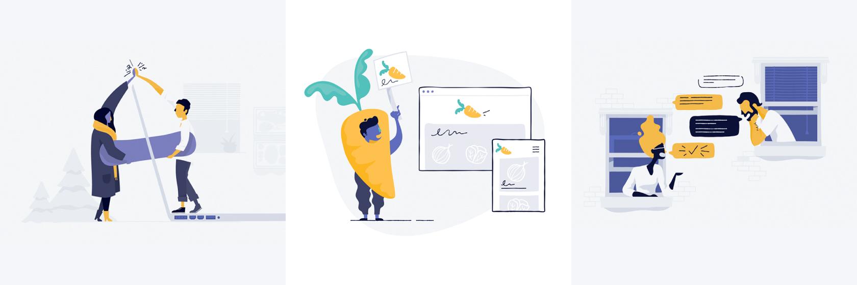 Shopify brand website illustrations by Meg Robichaud