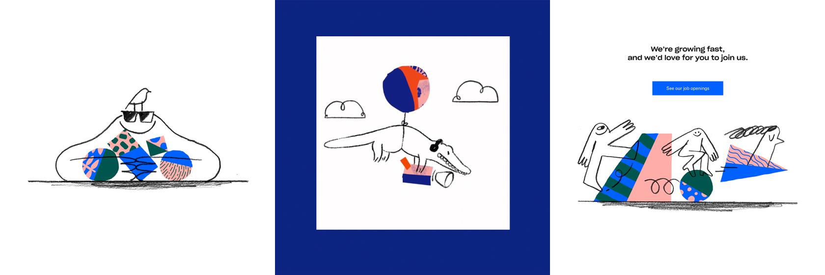 Dropbox brand website illustrations by Justin Tran
