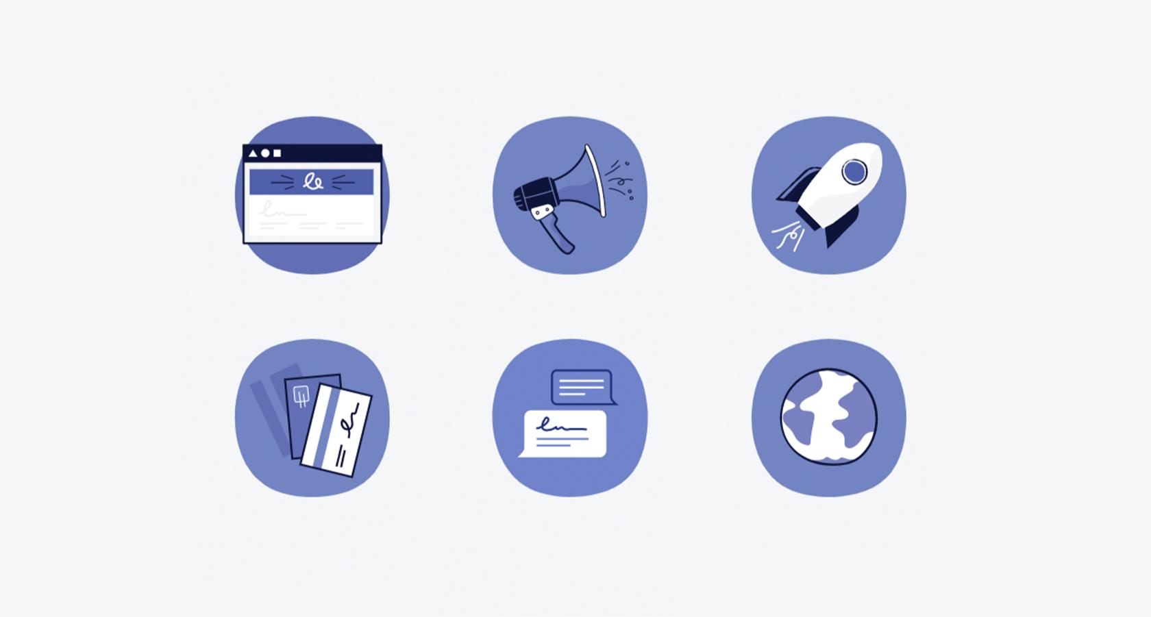 Shopify brand illustrations and website icons by Meg Robichaud