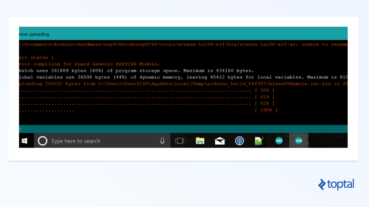 Screenshot of the upload in progress
