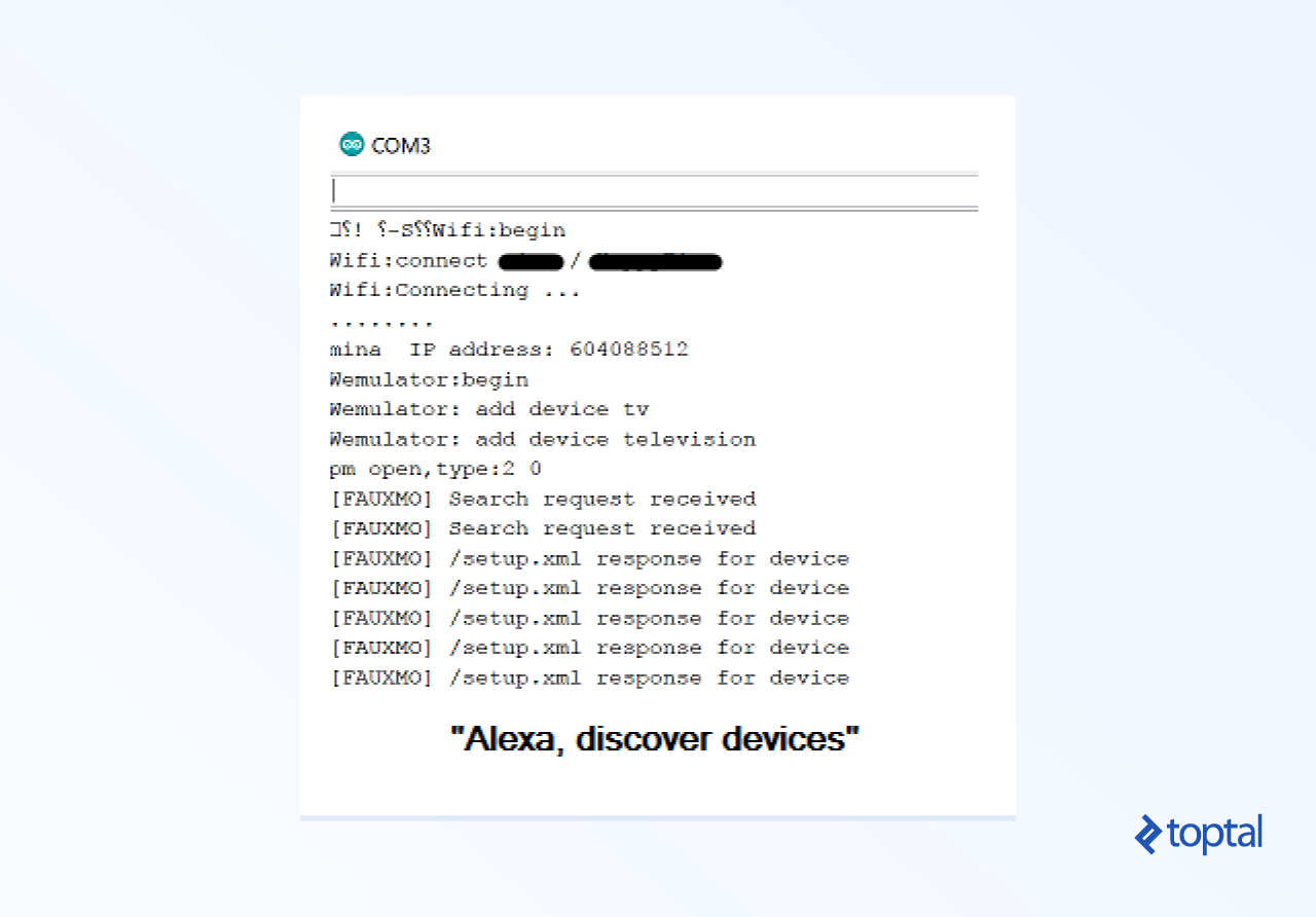 Screenshot of Alexa output