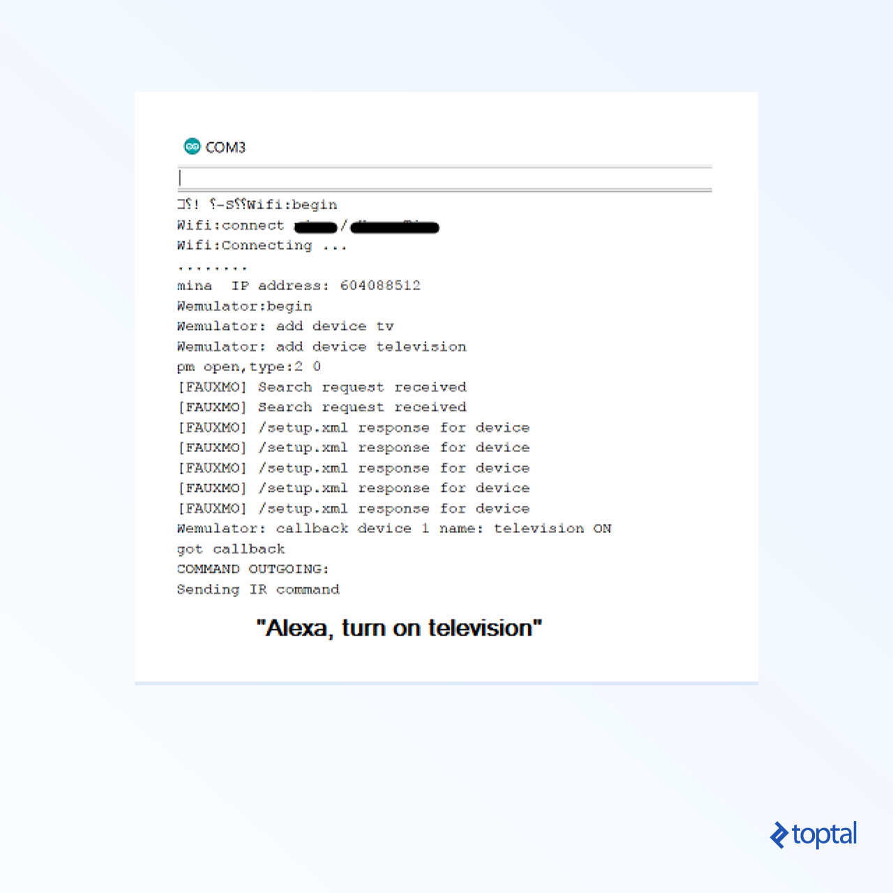 Screenshot of what happens when you say a command