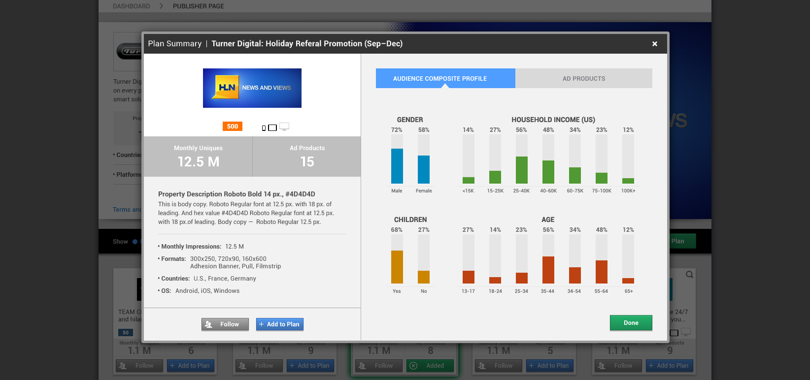 Dashboard design for desktop