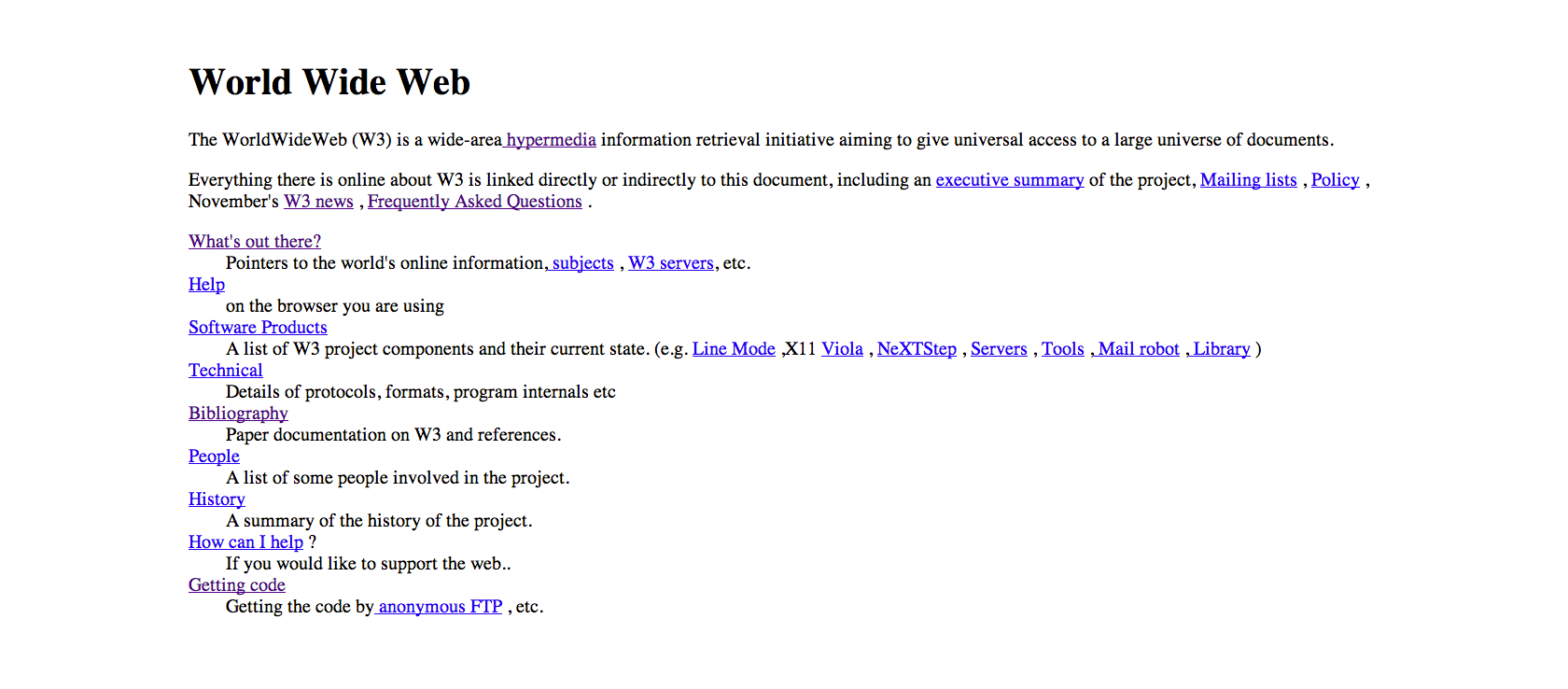 World Wide Web first site in 1991