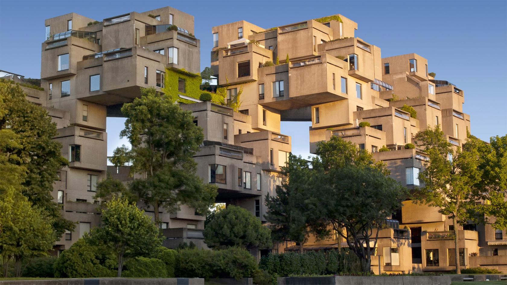 Habitat 67 housing complex in Montreal built in brutalist style
