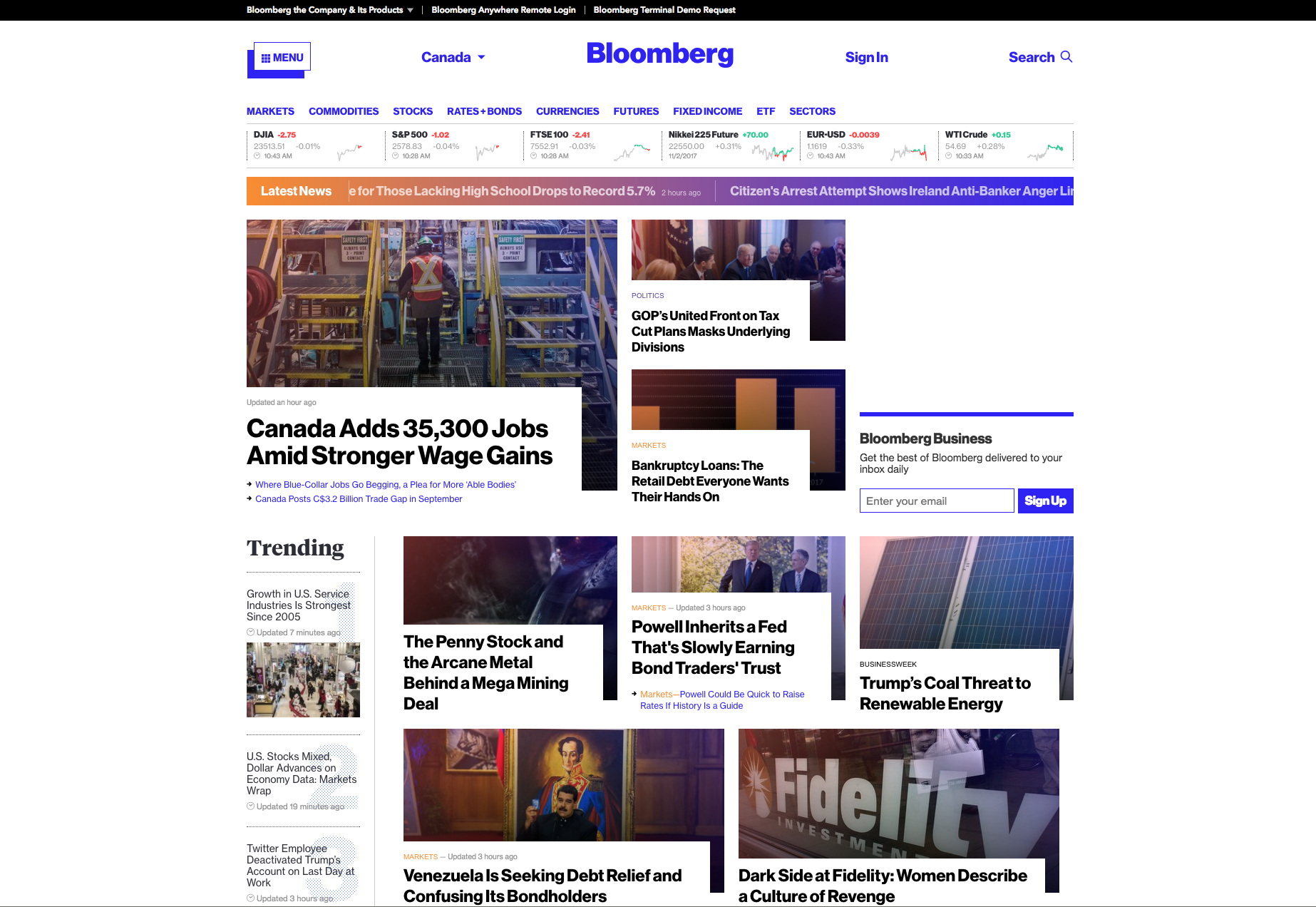 Bloomberg brutalist website