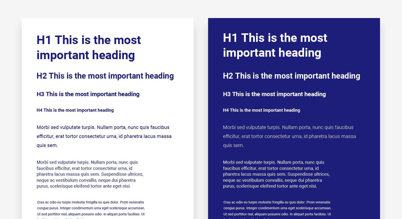 Styled body text typography inside a design framework