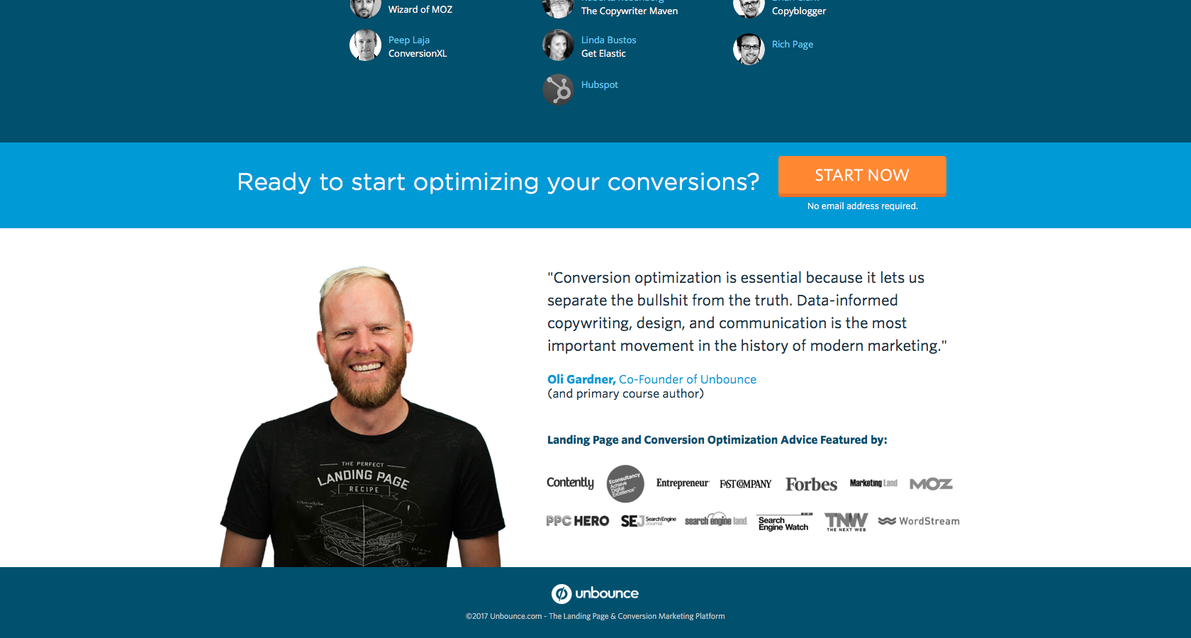 Landing page design testimonials