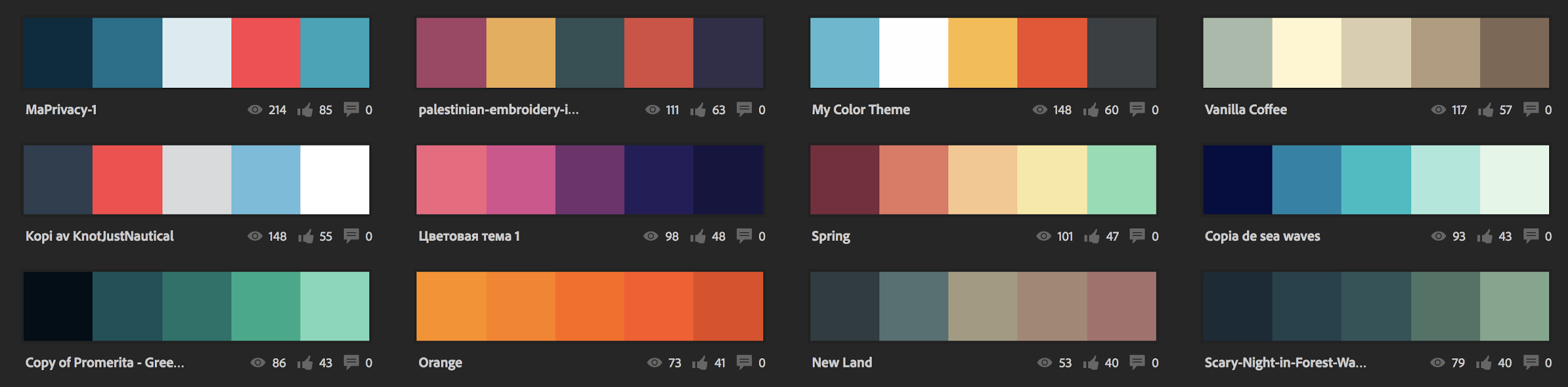 Different logotype color palettes in Adobe Color CC
