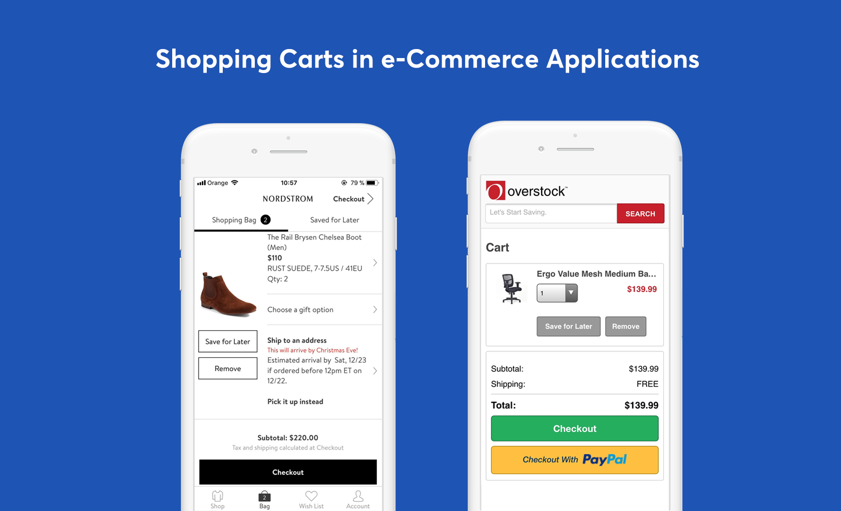 mobile eCommerce ux shopping cart save feature