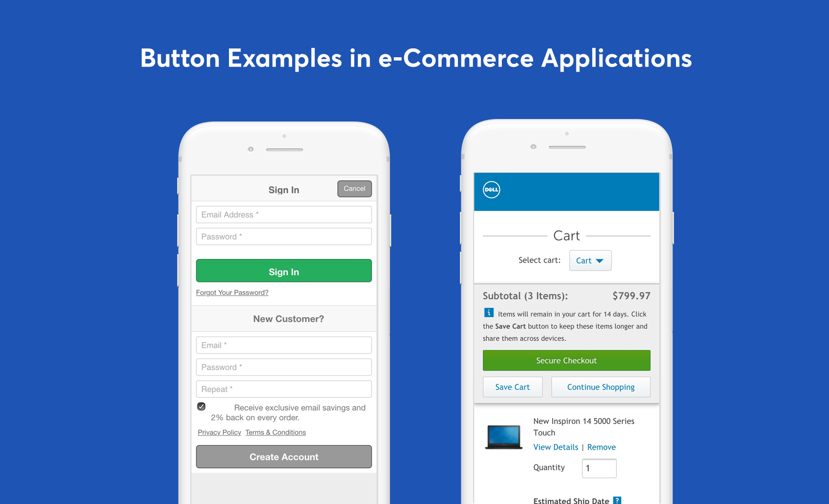 mobile eCommerce ux suggestive button design
