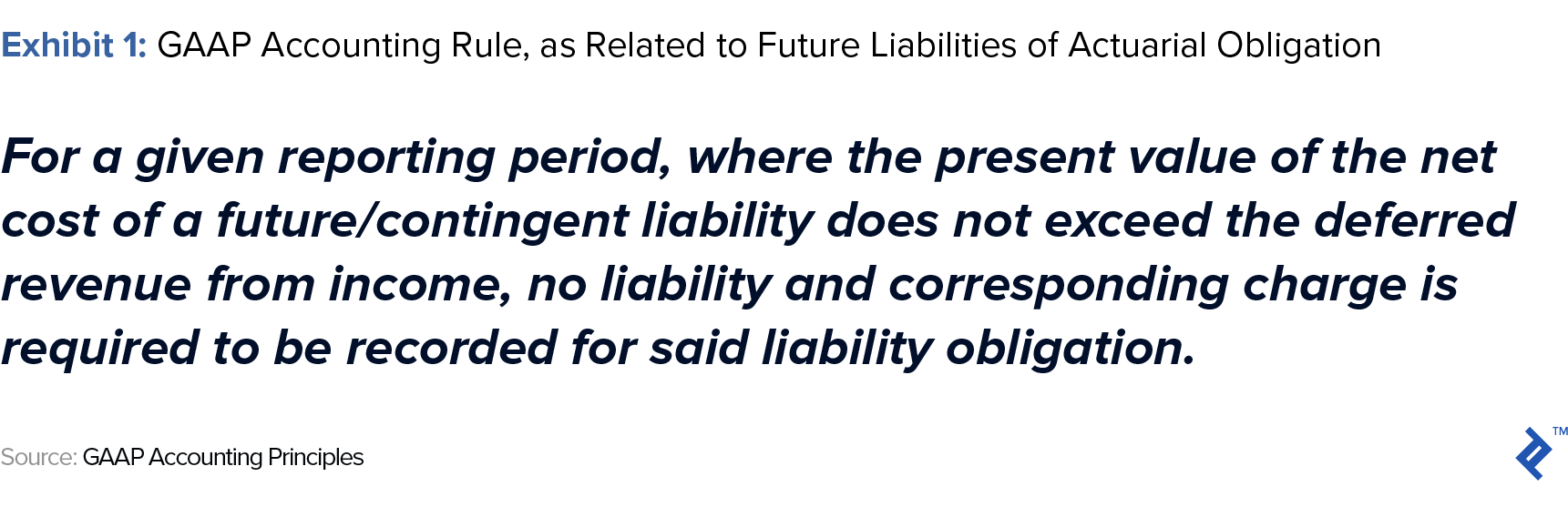 gaap accounting rule, as related to future liabilities of actuarial obligation