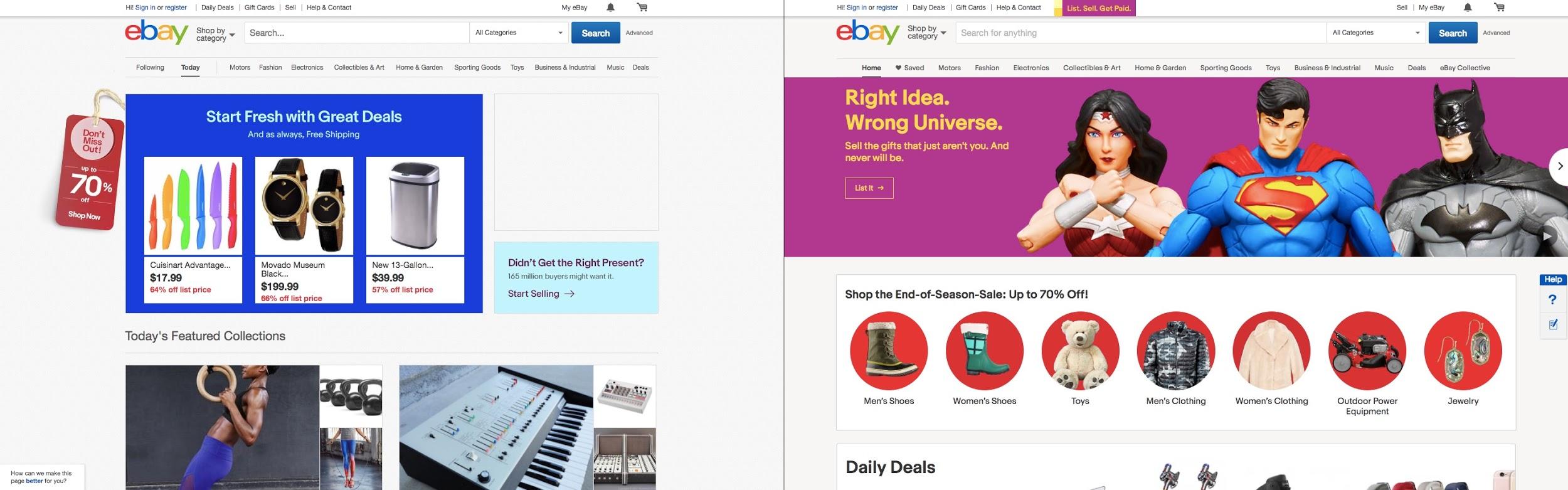 eBay, antes y después de su rediseño