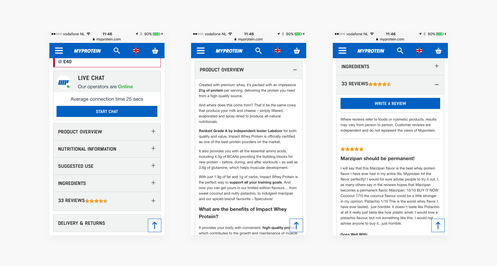 Mobile e-commerce ux - product description