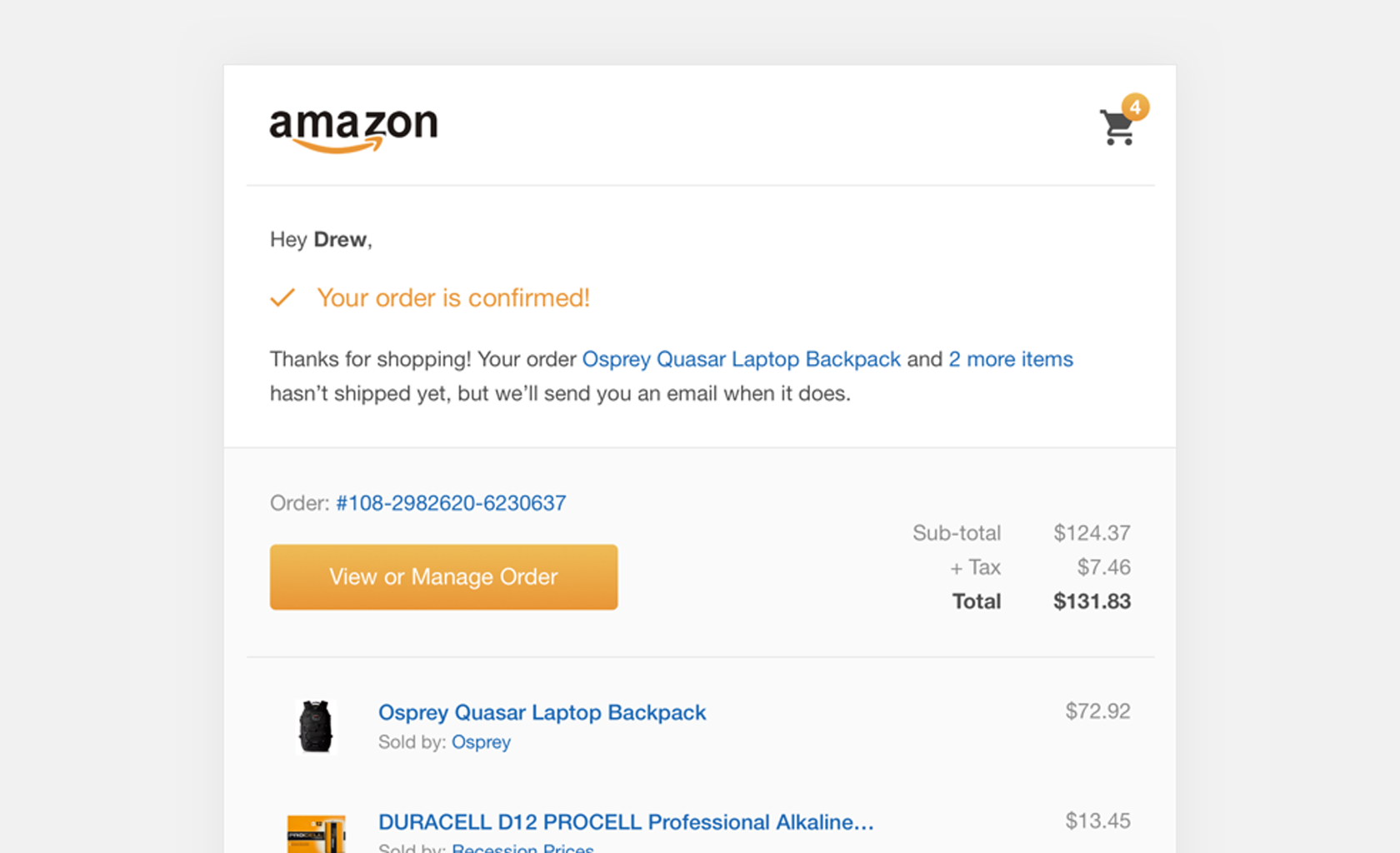 e-commerce ux order confirmation