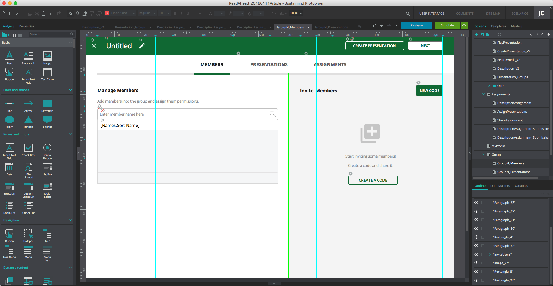 Prototype design in ux prototyping tools