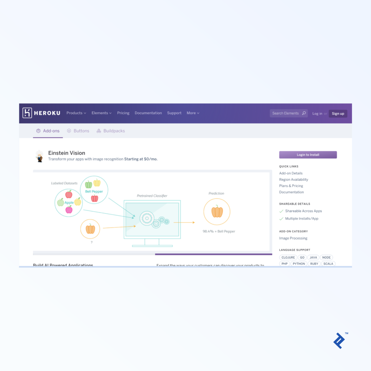 The Heroku Einstein integration page