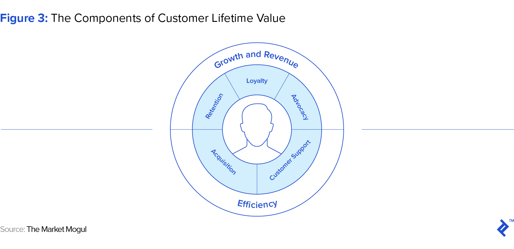 graphic representation of the components of customer lifetime value