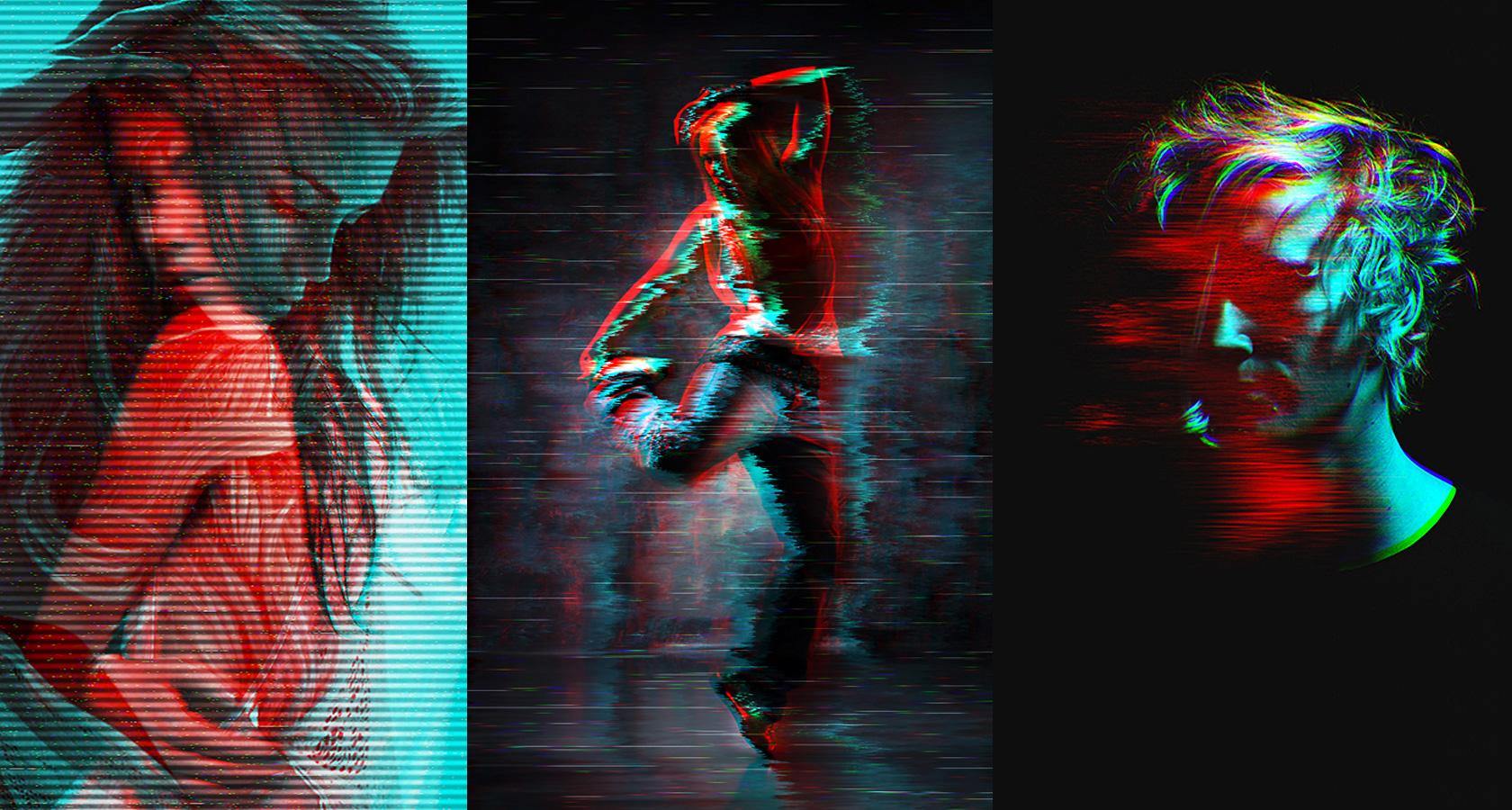 color channel and glitch effect photoshop actions