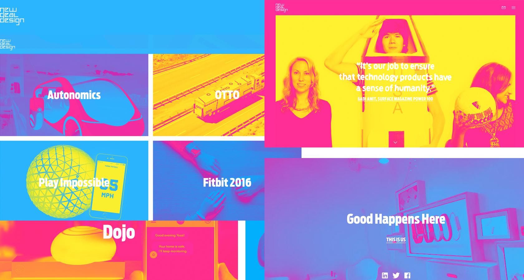 duotone fluorescent effect website design trend